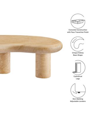 Elowen Indoor - Outdoor Patio Textured Faux Travertine Coffee Table