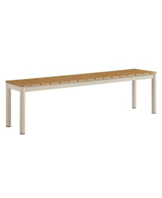 Finn Outdoor Patio Aluminum Bench with Faux Wood Top, Set of 2