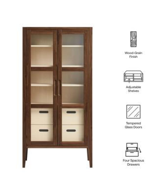 Nell 71" Glass Door Tall Display Storage Cabinet