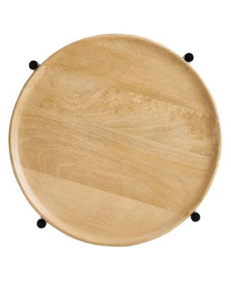 Xilo Round Wood and Metal Side Table