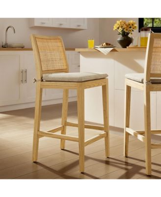 Ovard Wood and Rattan Counter Stool