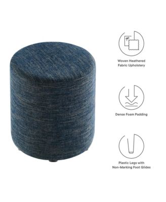 Callum 16" Round Woven Heathered Fabric Upholstered Ottoman