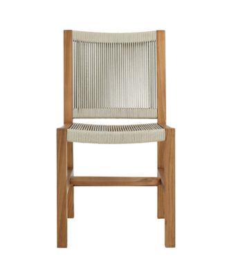 Vienna Outdoor Patio Teak and Rope Armless Dining Chairs, Set of 2