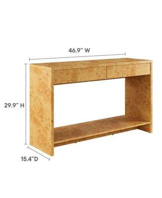 Hudson 2-Drawer Burl Wood Console Table