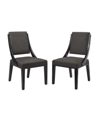 Modway Cambridge Upholstered Fabric Dining Chairs, Set Of 2 In Black