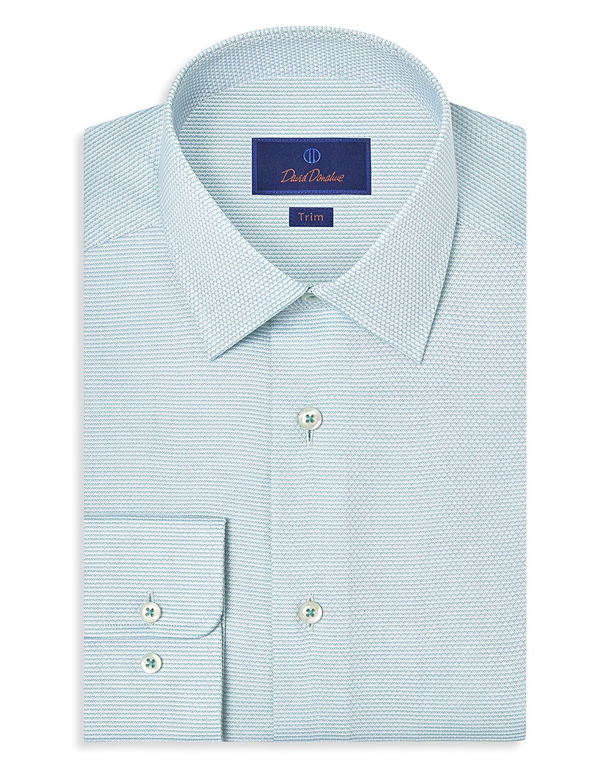 David Donahue Trim Fit Micro Dobby Dress Shirt