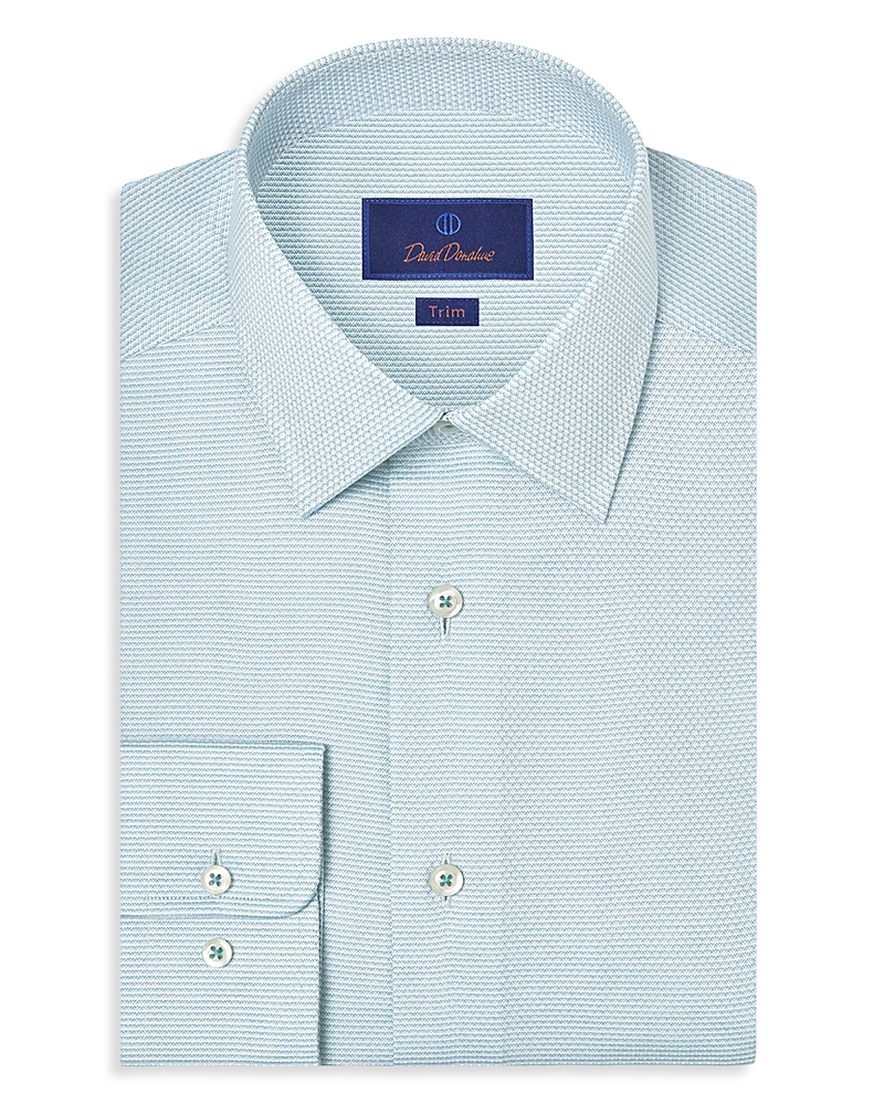 David Donahue Trim Fit Micro Dobby Dress Shirt