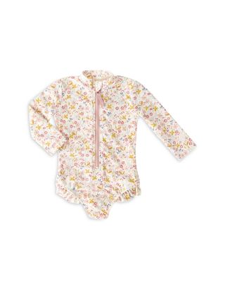 Pehr Girls' Printed One Piece Rash Guard Swimsuit - Baby In Floret