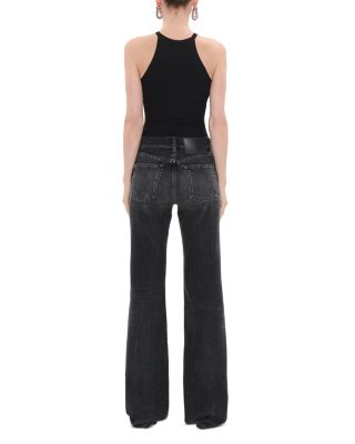 Flora Mid Rise Flare Leg Jeans in Authentic Black Wash