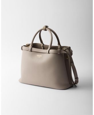 Buckle Medium Leather Handbag with Double Belt