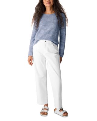 High Rise Straight Ankle Jeans in White