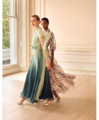 Aspen Teal Ombr&eacute; Cape Maxi Dress