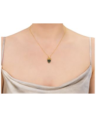 22K & 24K Yellow Gold Crown Lapis & Diamond Pendant Necklace, 16-18"