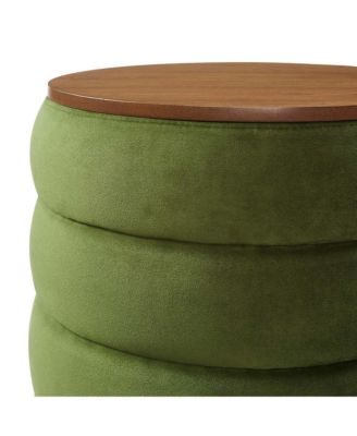 Mezzo Round Performance Velvet Storage Ottoman
