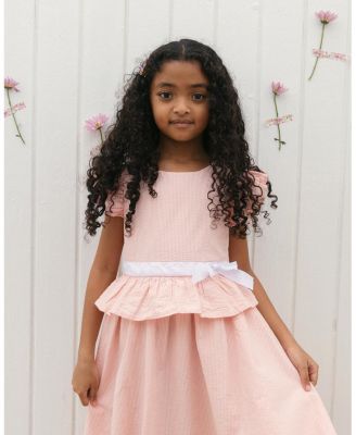 Girls' Organic Seersucker Ruffle Sleeve Peplum Dress - Little Kid, Big Kid