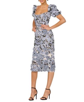 Lucia Puffy Sleeve Floral Midi Dress