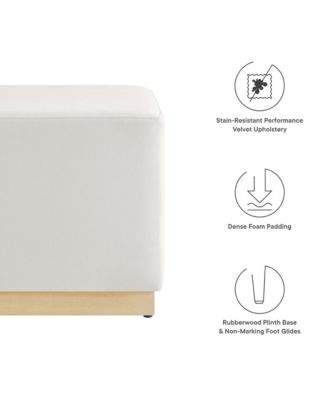  Tilden 17" Square Performance Velvet Upholstered Ottoman