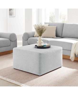  Callum Large 28" Square Woven Heathered Fabric Upholstered Ottoman