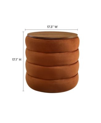 Mezzo Round Performance Velvet Storage Ottoman