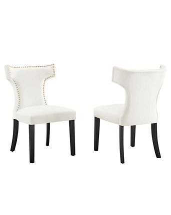 Curve Performance Velvet Dining Chairs, Set of 2