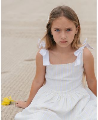  Girls' Linen Bow Shoulder Dress - Little Kid, Big Kid