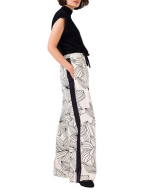  Women's Floral Print Wide Satin Trousers