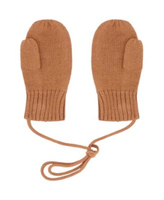 Unisex Rib Knit Mittens with Cord - Baby