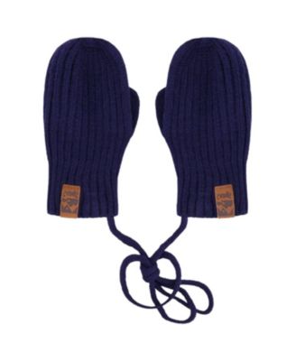  Unisex Rib Knit Mittens with Cord - Baby