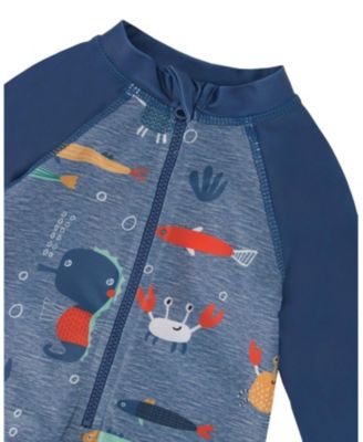 Boys' One-Piece Long Sleeve Printed Marine Animals Rashguard - Baby