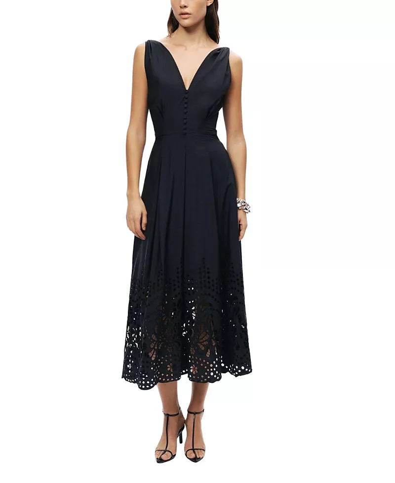 Nocturne Sleeveless Embroidered Midi Dress