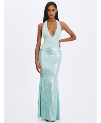  Wendale Sequin Plunging Mermaid Maxi Dress