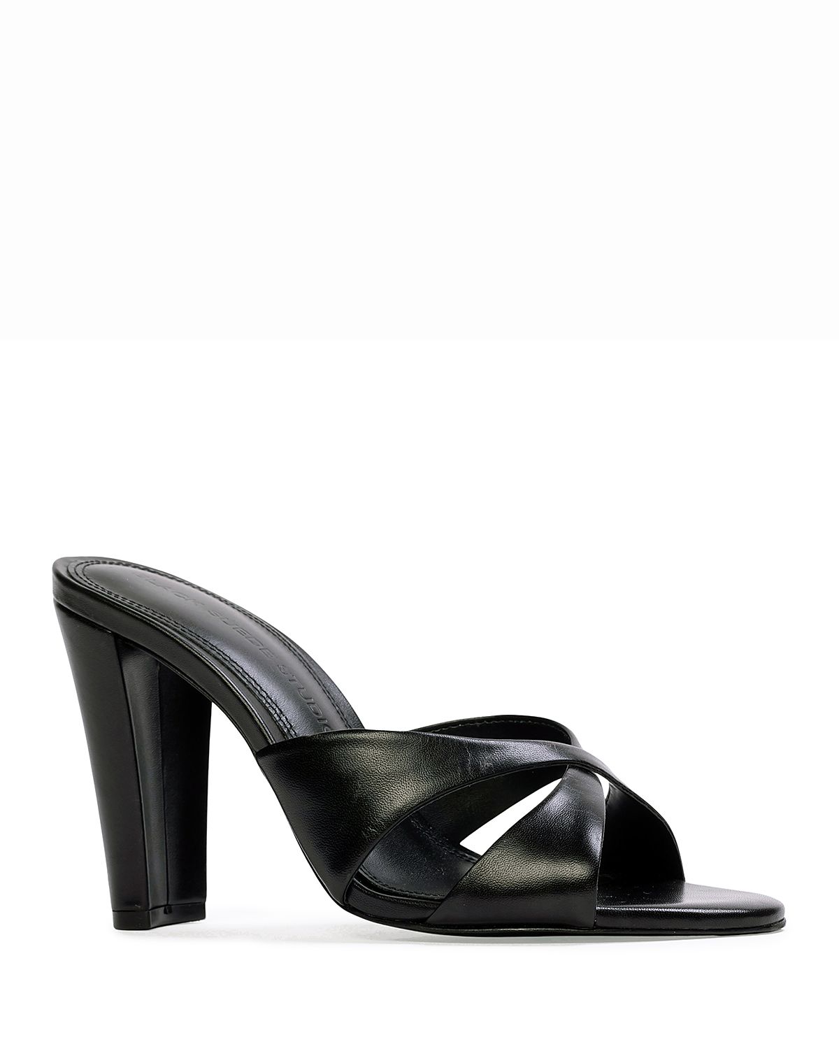 Black Suede Studio Women's Aika Crossover Strap Leather High Heel Sandals