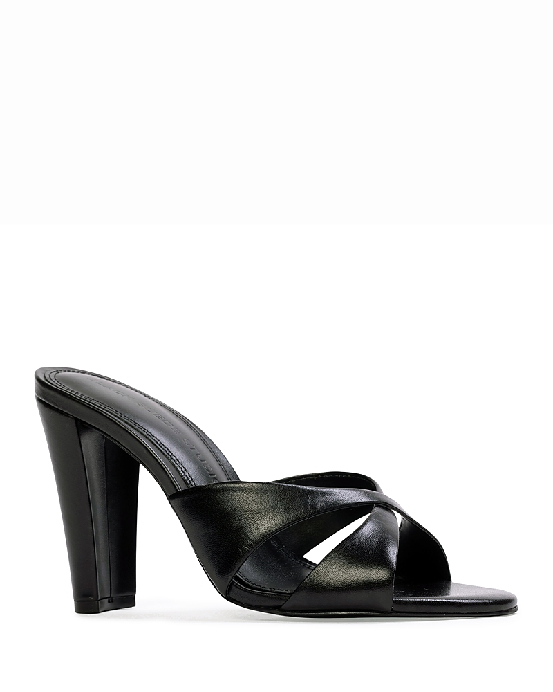 Black Suede Studio Women's Aika Crossover Strap Leather High Heel Sandals