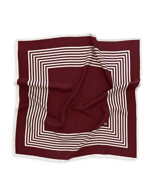 Striped Wine Red Silk Scarf