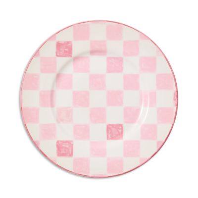 Pink Check Salad Plate