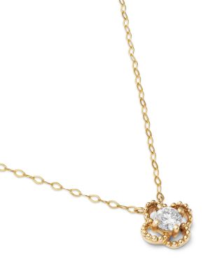 Luxe Collection Lab Grown Diamond Clover Pendant Necklace in 10K Yellow Gold, 17"