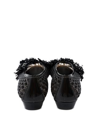Women's Glam Sequin Flower Black Jelly Shoes