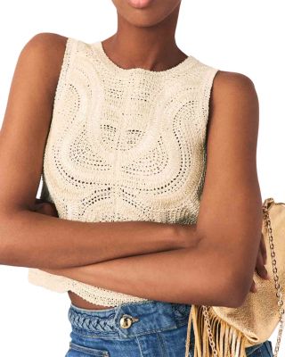 Sleeveless Crochet Knit Top