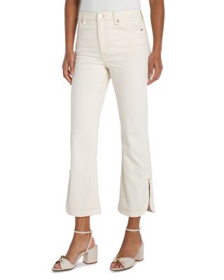 Hannah High Rise Crop Flare Leg Jeans with Tulip Hem in Desert Dunes