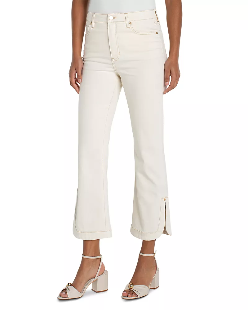 Liverpool Los Angeles Hannah High Rise Crop Flare Leg Jeans with Tulip Hem in Desert Dunes