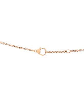 Very Small Ex-Libris Pendant Necklace 18K Rose Gold with Diamond, 15.75"