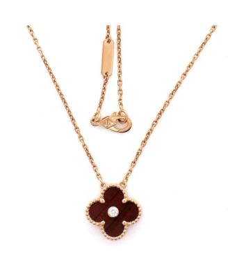  Vintage Alhambra Pendant Necklace Limited Edition 18K Rose Gold and Bull's Eye with Diamond, 16.25"