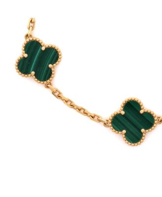  Vintage Alhambra 5 Motifs Bracelet 18K Gold and Malachite