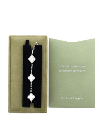  Vintage Alhambra 5 Motifs Bracelet 18K White Gold and Mother of Pearl