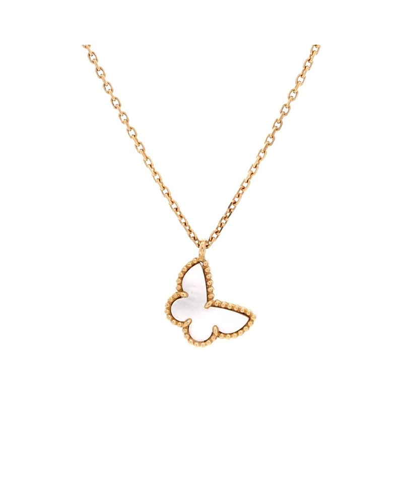 Pre-Owned Van Cleef & Arpels Sweet Alhambra Butterfly Pendant Necklace 18K Gold and Mother of Pearl, 16"