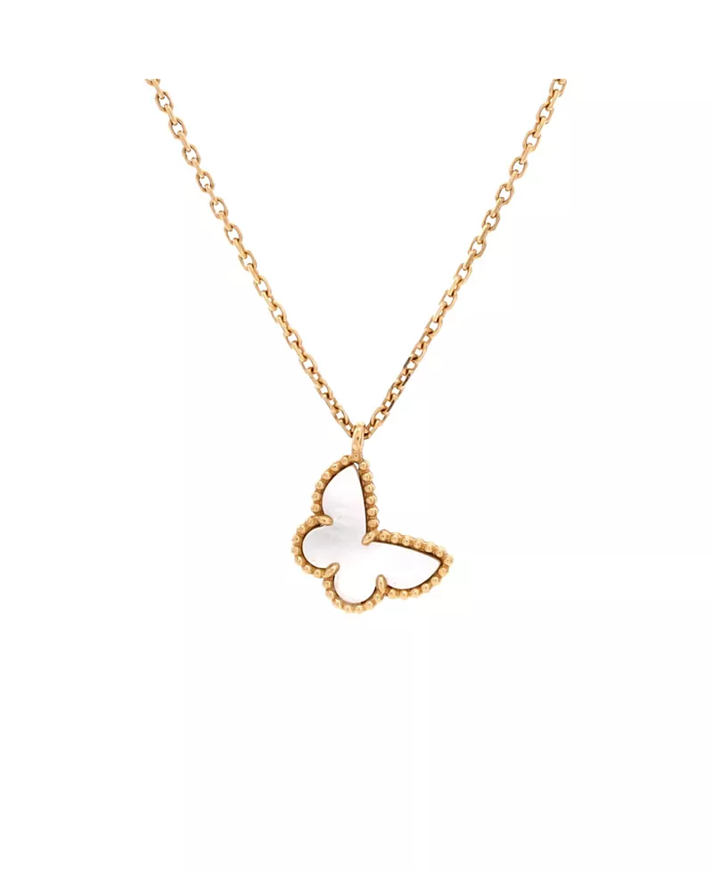 Pre-Owned Van Cleef & Arpels Sweet Alhambra Butterfly Pendant Necklace 18K Gold and Mother of Pearl, 16"