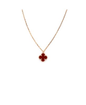 Sweet Alhambra Pendant Necklace 18K Rose Gold and Carnelian, 17.5"