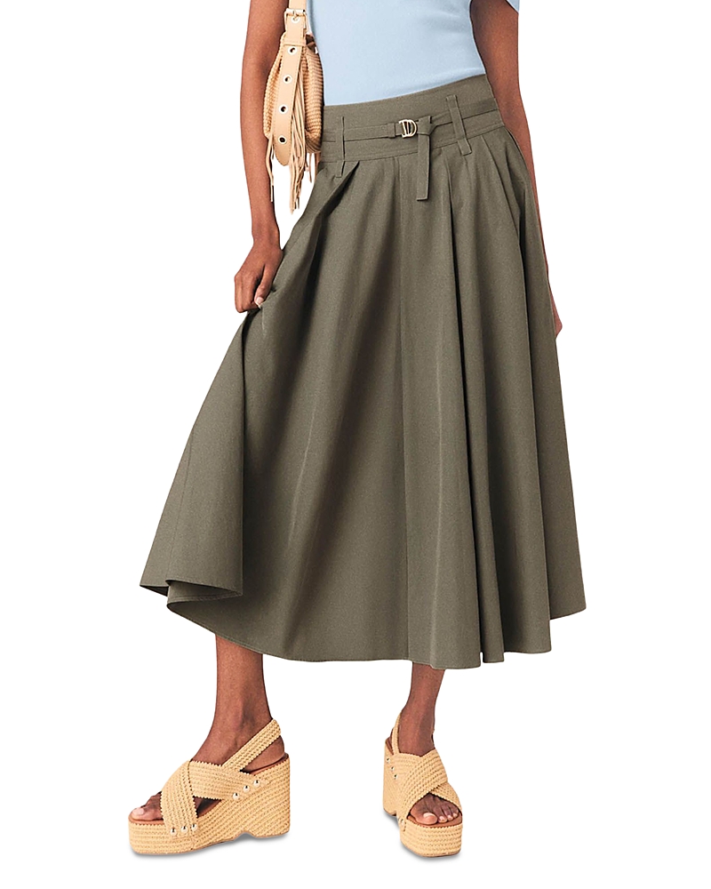 Maje Jeji Belted Midi Skirt