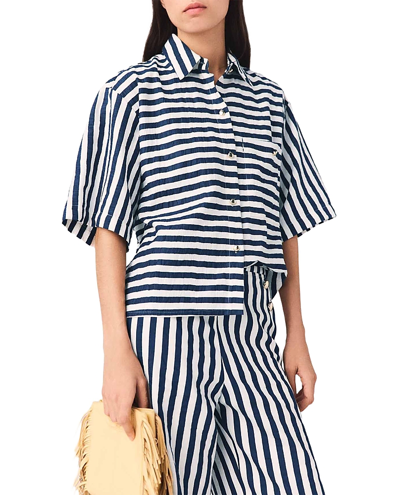 Maje Calais Cropped Stripe Shirt