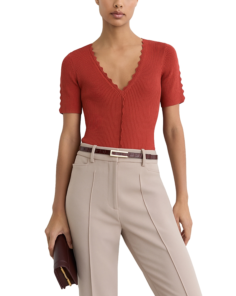 Reiss Marcy Scalloped Edge Top · XS